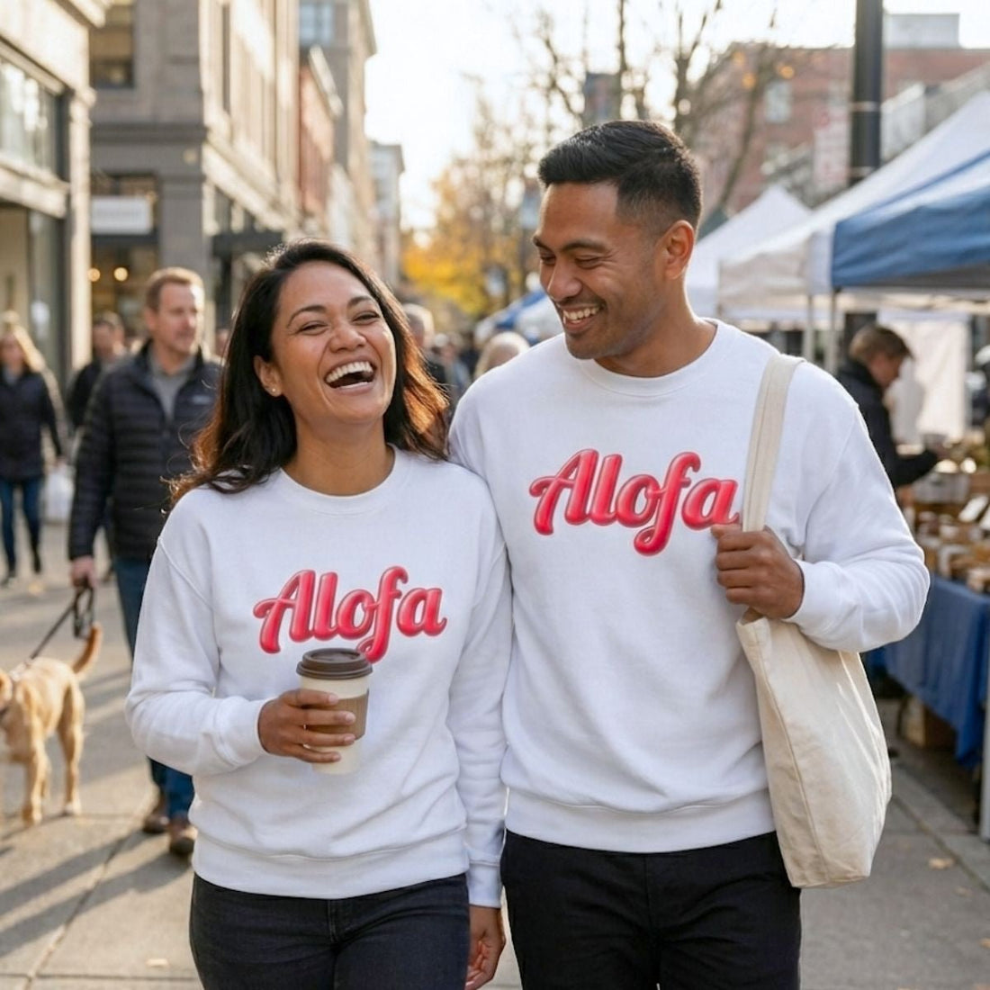 Unisex heavy sweatshirt featuring the Alofa design in ash color, casual and comfortable for everyday wear.