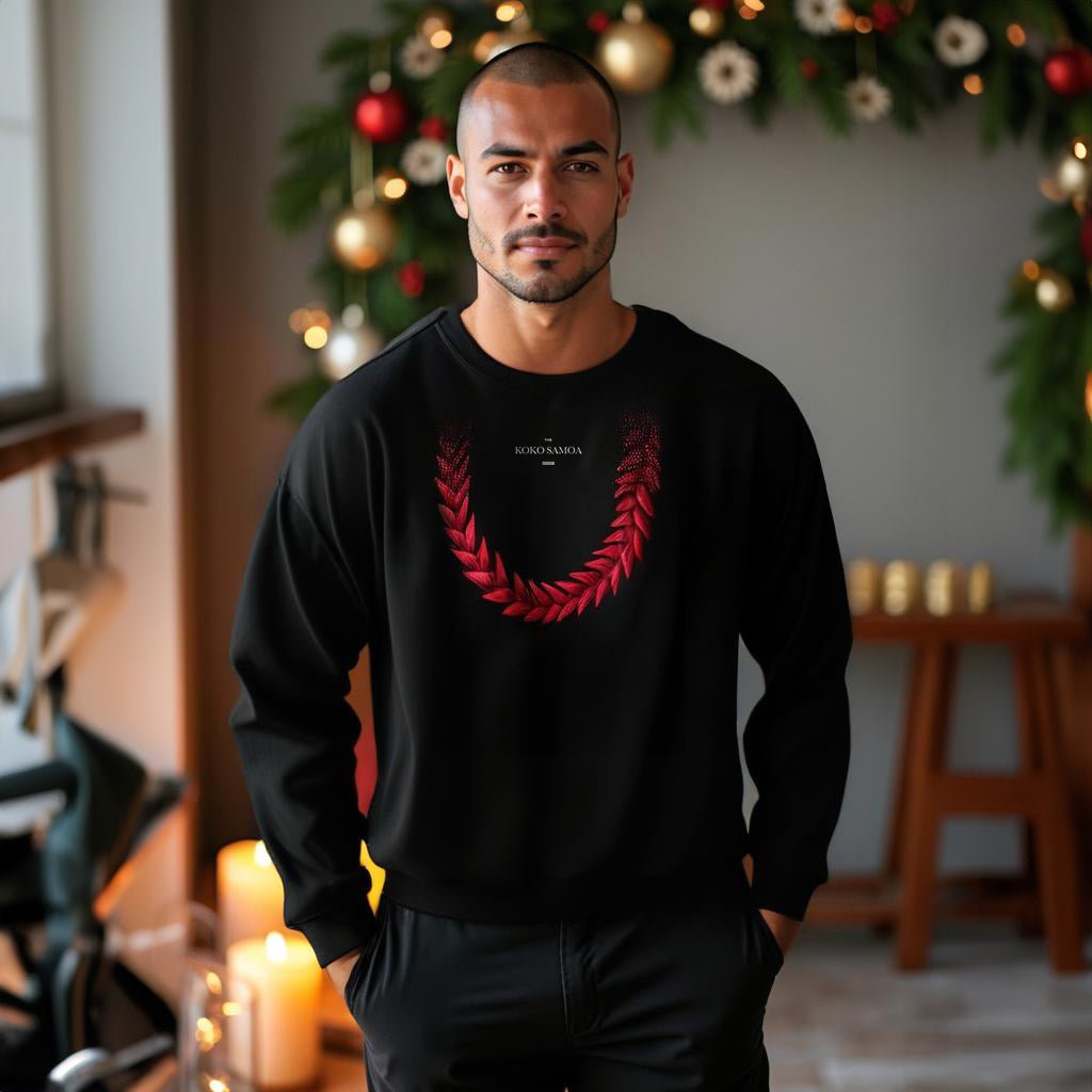 Navy unisex heavy sweatshirt featuring Ula Fala design, made for casual wear, with a relaxed fit.