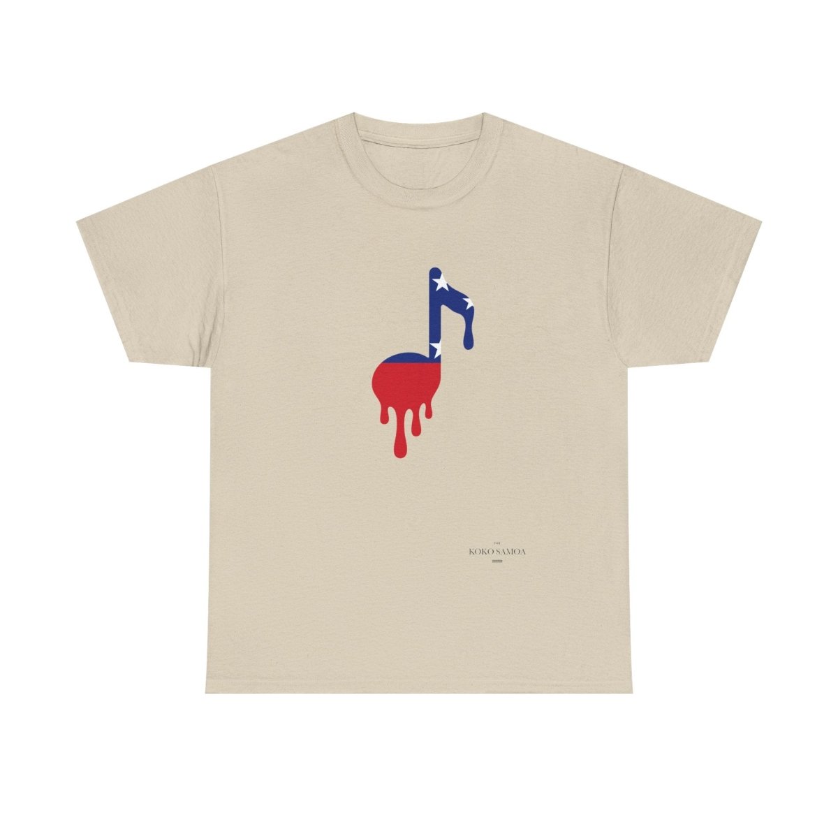 Unisex heavy tee by The Print Bar featuring a Samoan note design on ash-colored fabric.