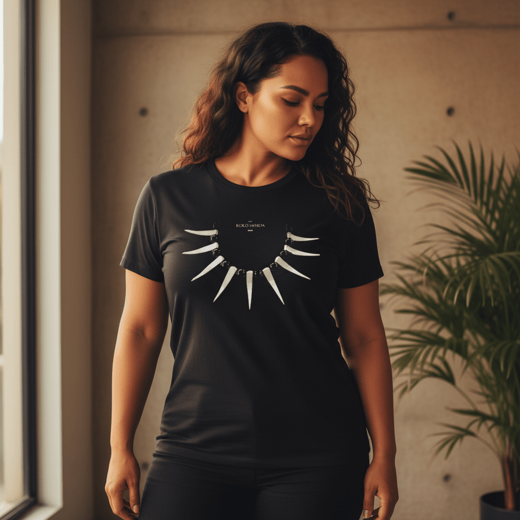 Black heavy unisex T-shirt featuring Ula Nifo design, suitable for AU and NZ sizes.