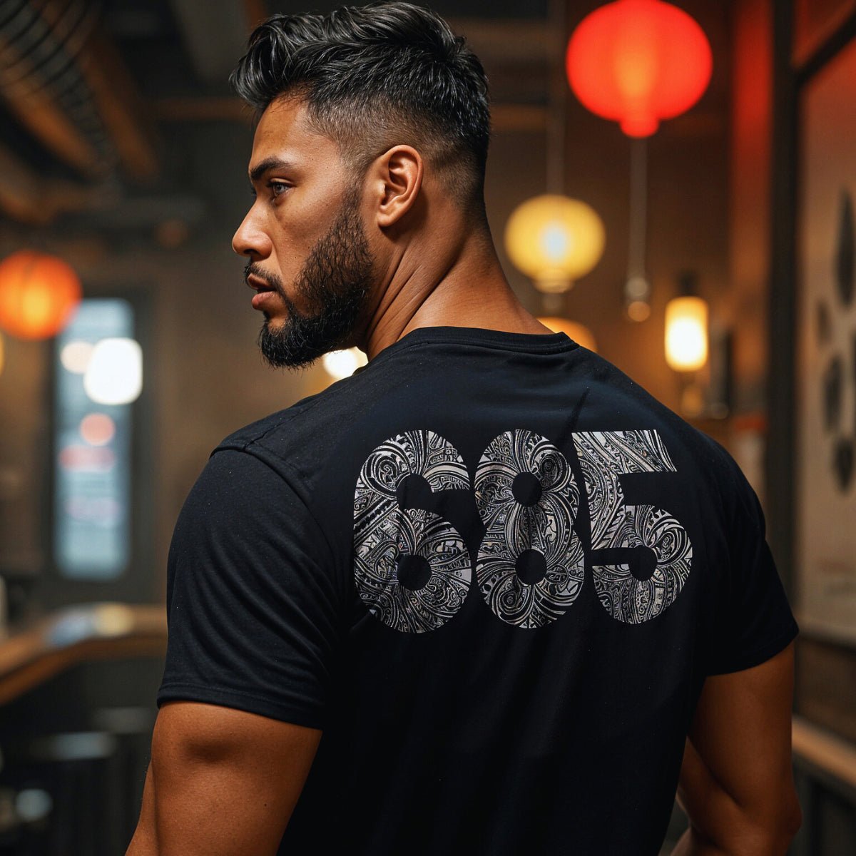 White heavy unisex tee with the 685 print, The Koko Samoa