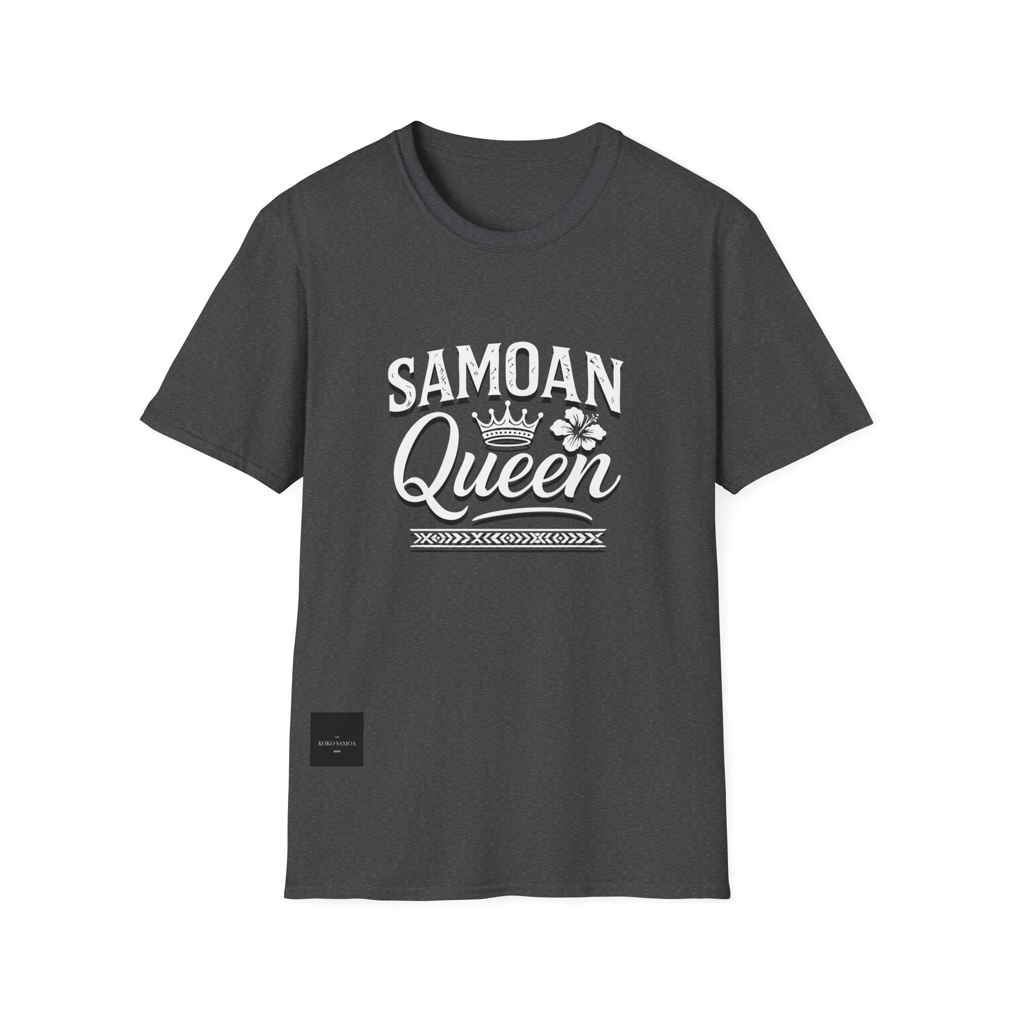 Charcoal soft unisex tee featuring Samoan Queen AU/NZ design by The Print Bar, casual unisex t-shirt with comfortable fit.