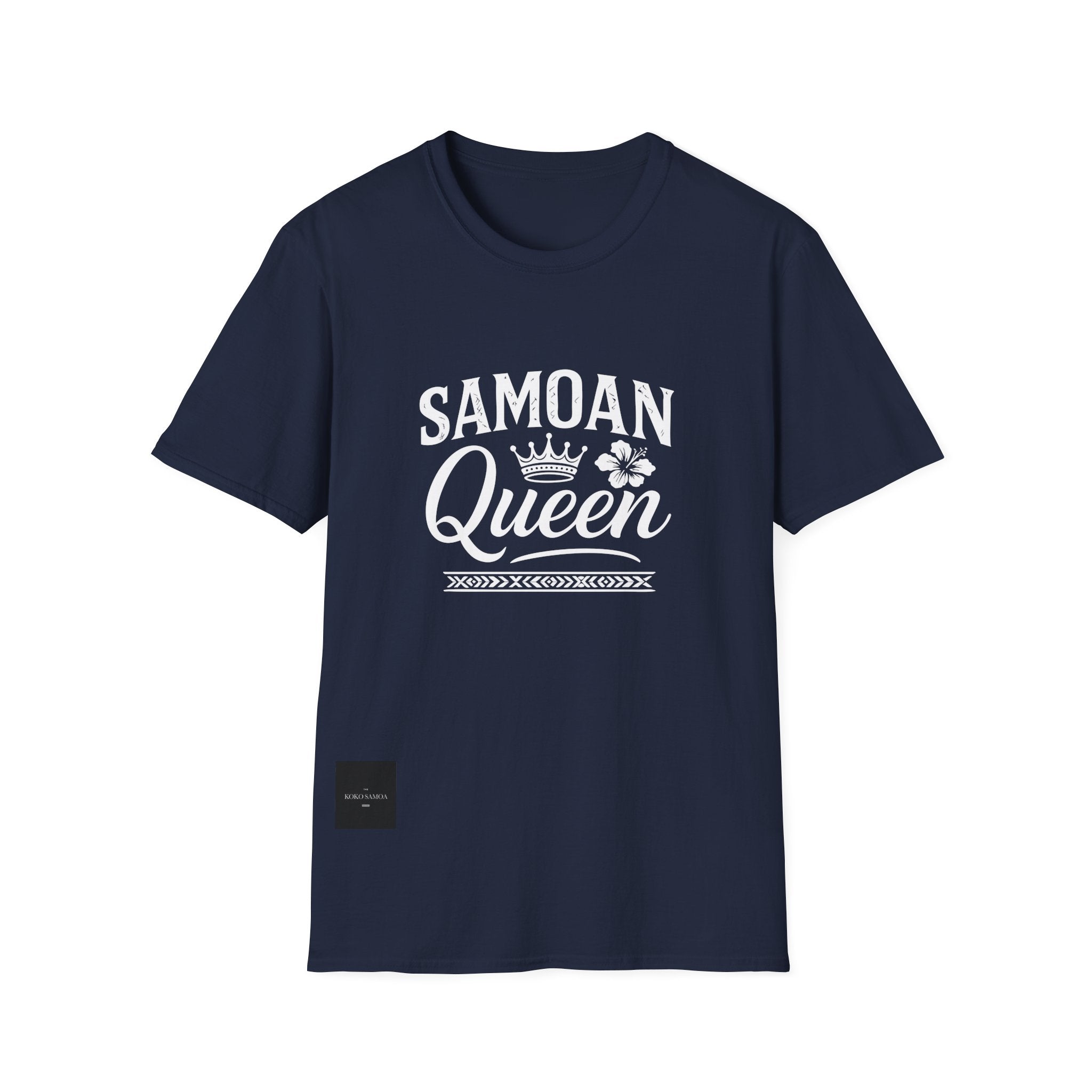 Charcoal soft unisex T-shirt by The Print Bar featuring a Samoan Queen AU/NZ design, casual and comfortable apparel.