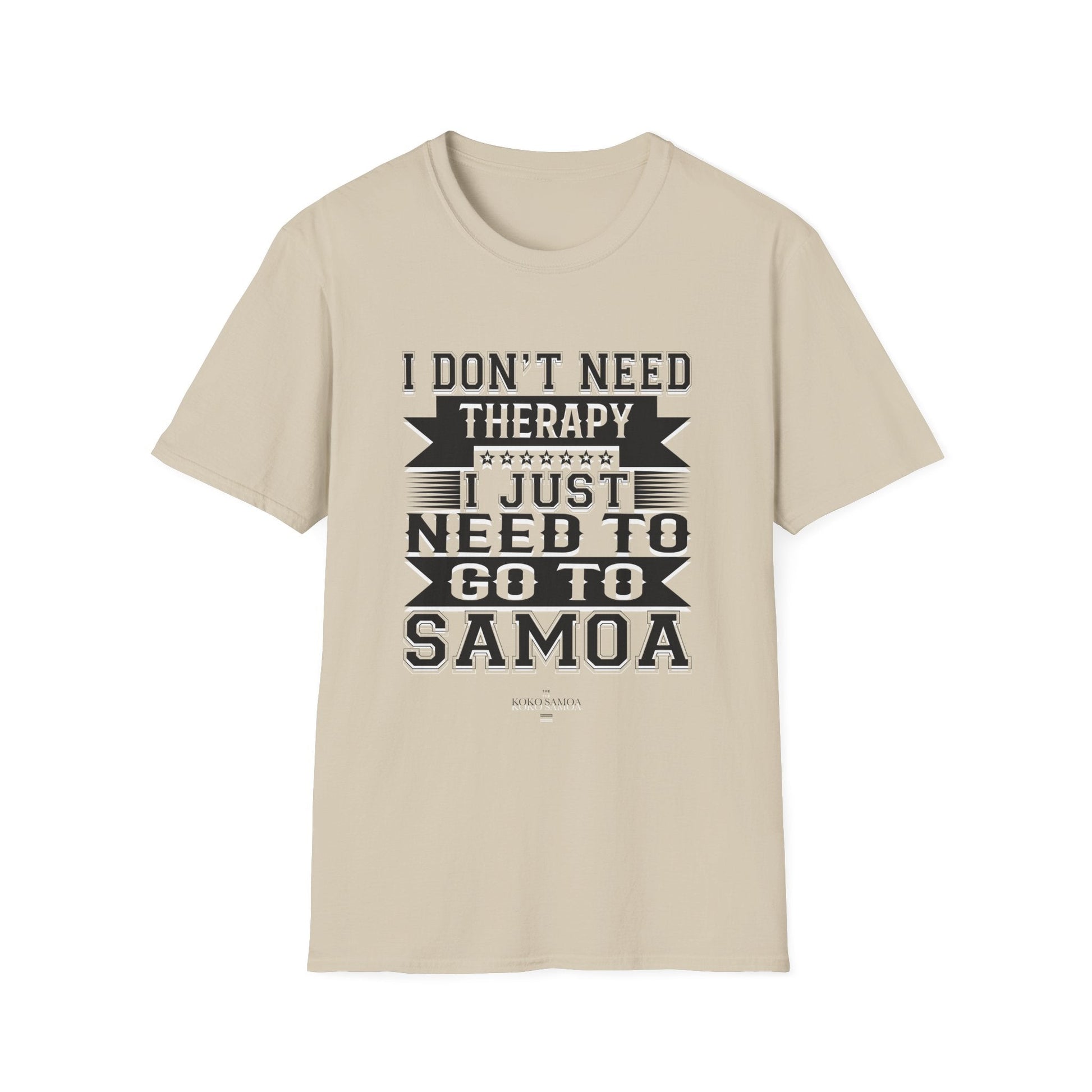 Charcoal soft unisex tee from The Print Bar featuring Samoan Therapy design, comfortable casual T-shirt for men and women.
