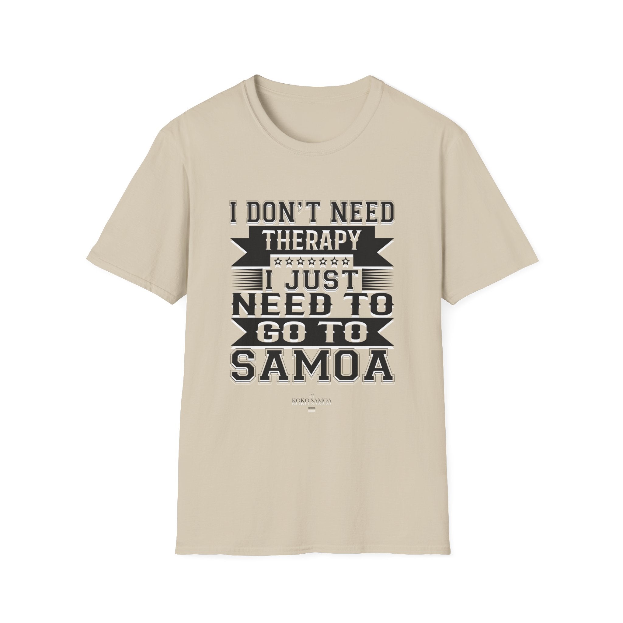 Charcoal soft unisex tee from The Print Bar featuring Samoan Therapy design, comfortable casual T-shirt for men and women.