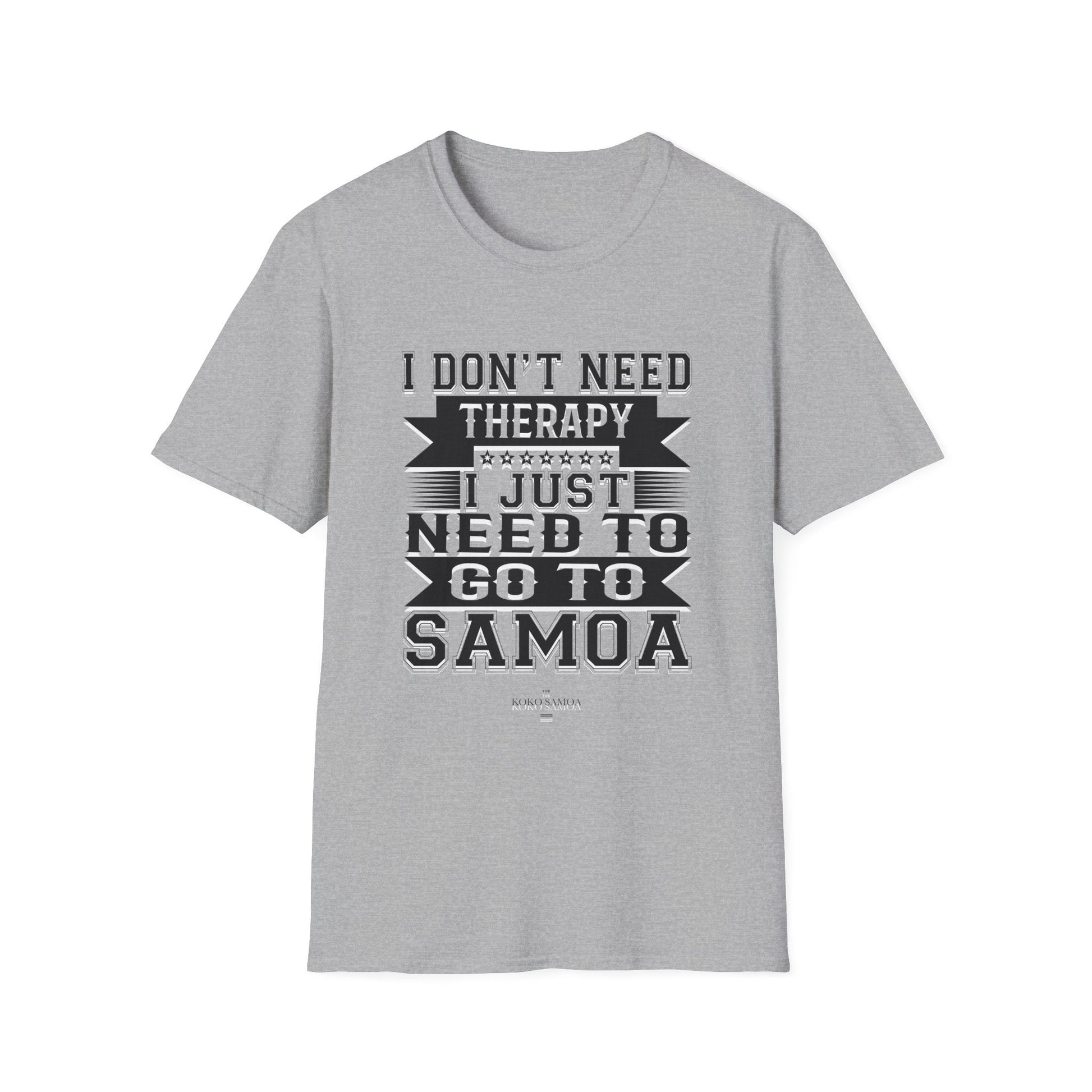 Charcoal unisex soft tee from The Print Bar featuring Samoan Therapy design, perfect for casual wear and comfortable fit.