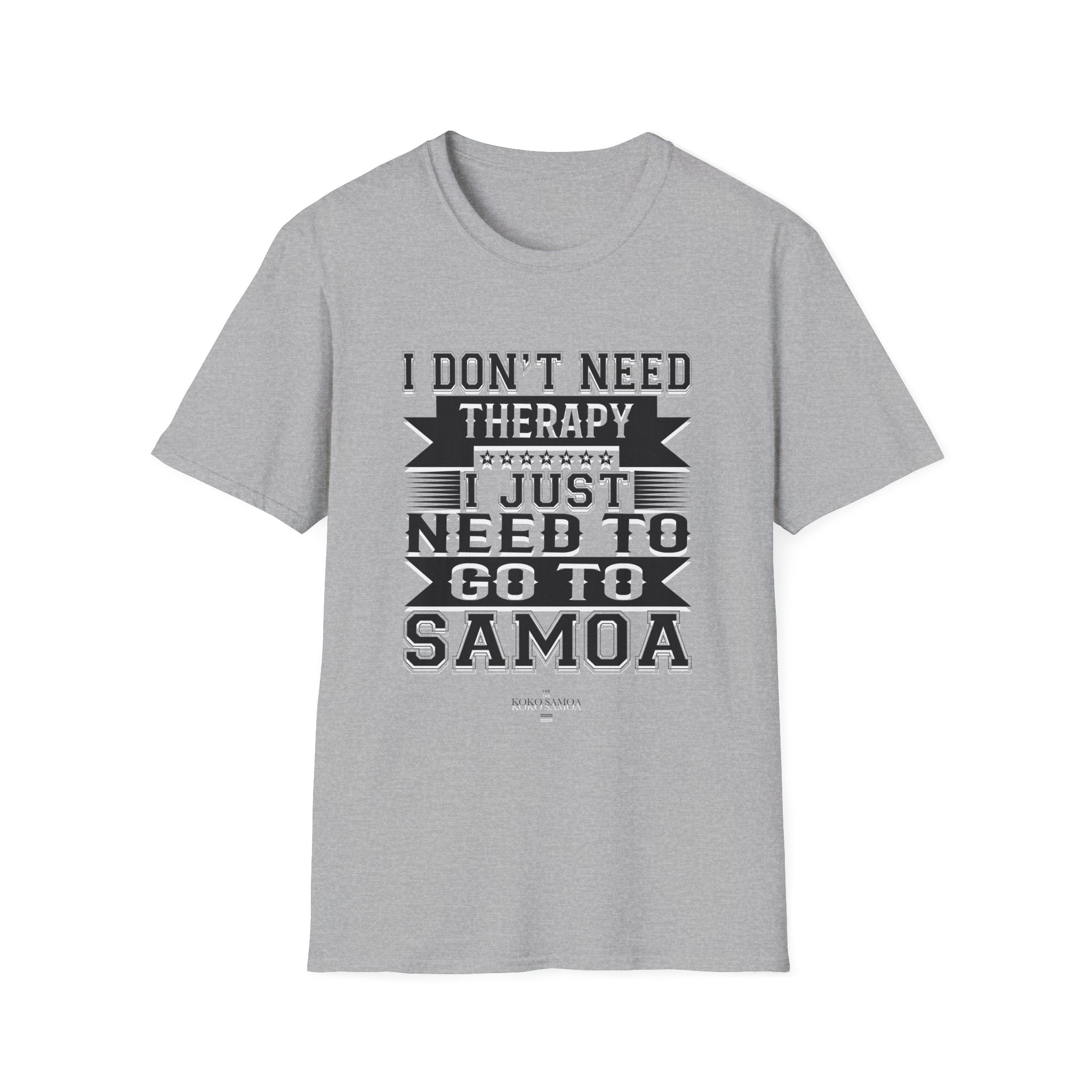 Charcoal unisex soft tee from The Print Bar featuring Samoan Therapy design, perfect for casual wear and comfortable fit.