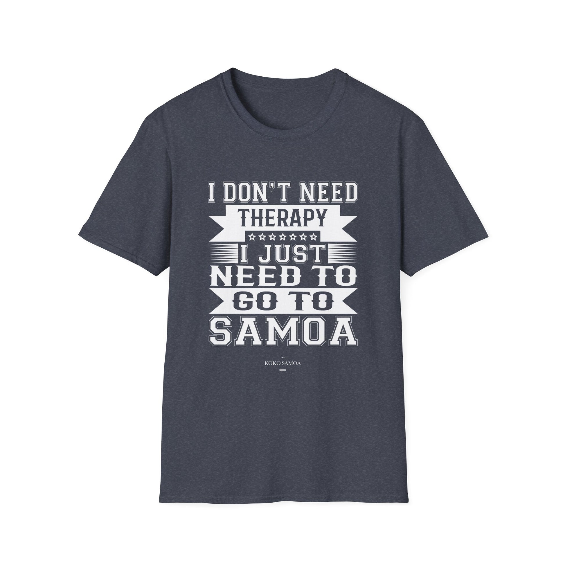 Charcoal unisex soft tee by The Print Bar featuring Samoan Therapy design, ideal for casual wear in AU and NZ.
