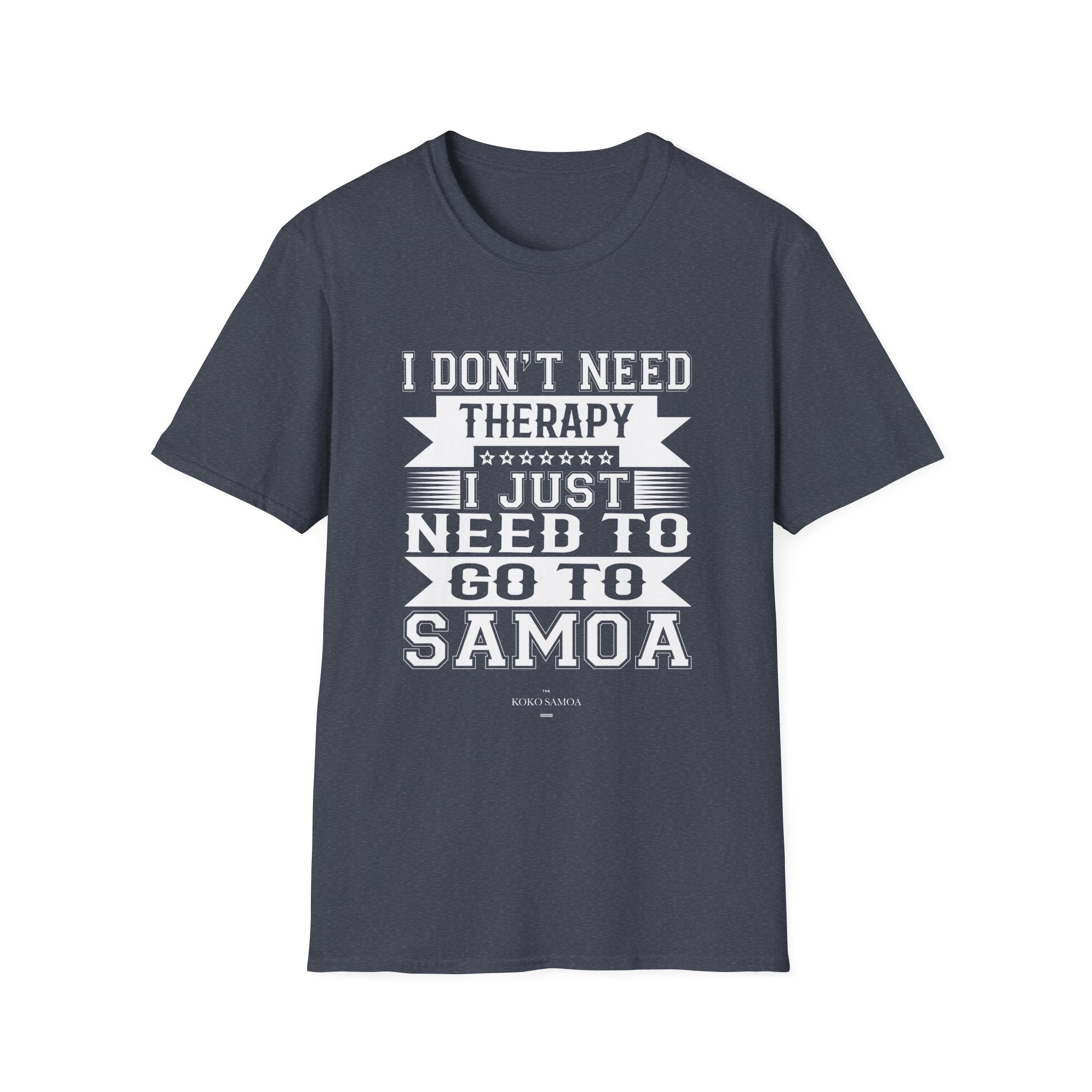 Charcoal unisex soft tee by The Print Bar featuring Samoan Therapy design, ideal for casual wear in AU and NZ.