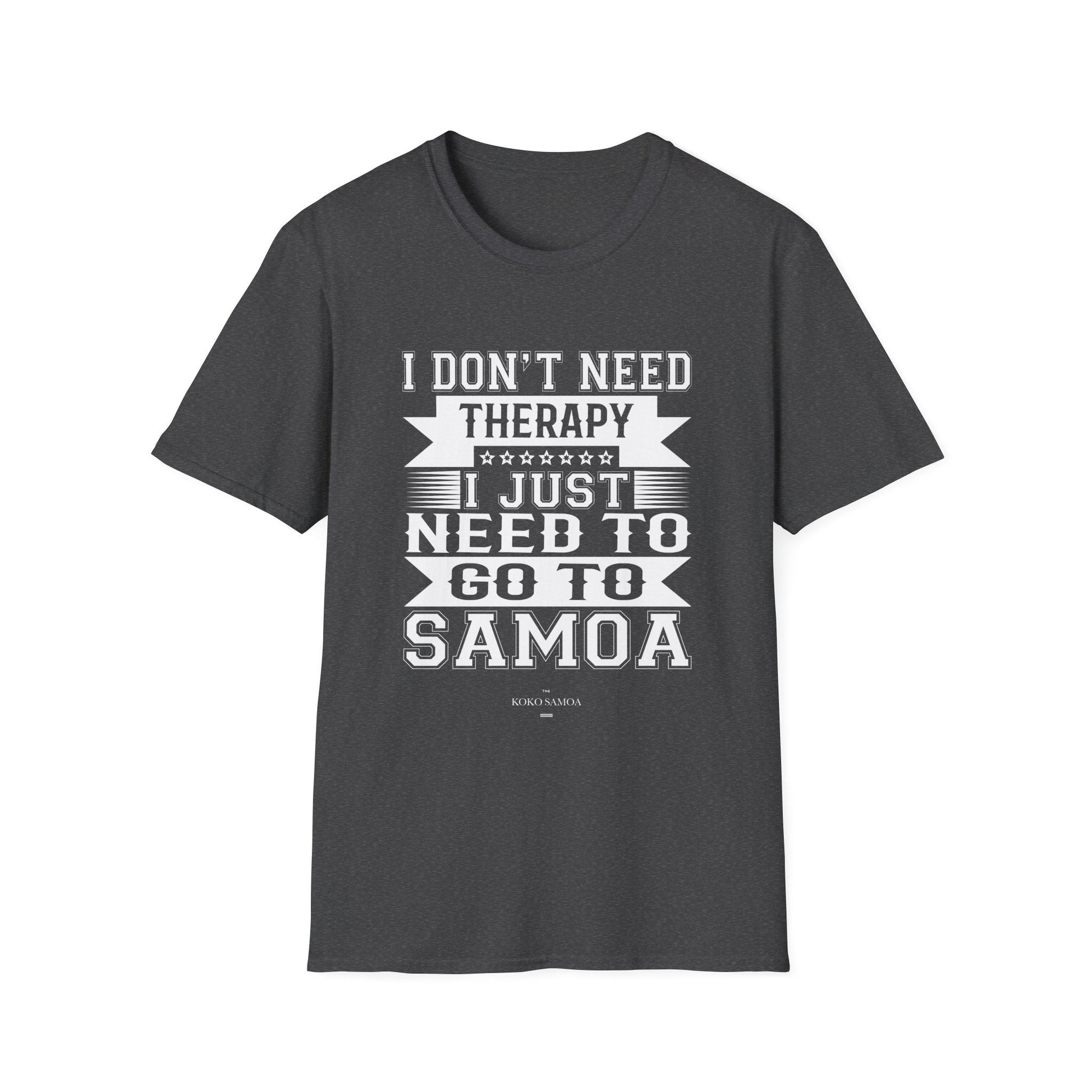 Charcoal unisex soft tee from The Print Bar featuring Samoan Therapy design, casual fit, ideal for everyday wear.