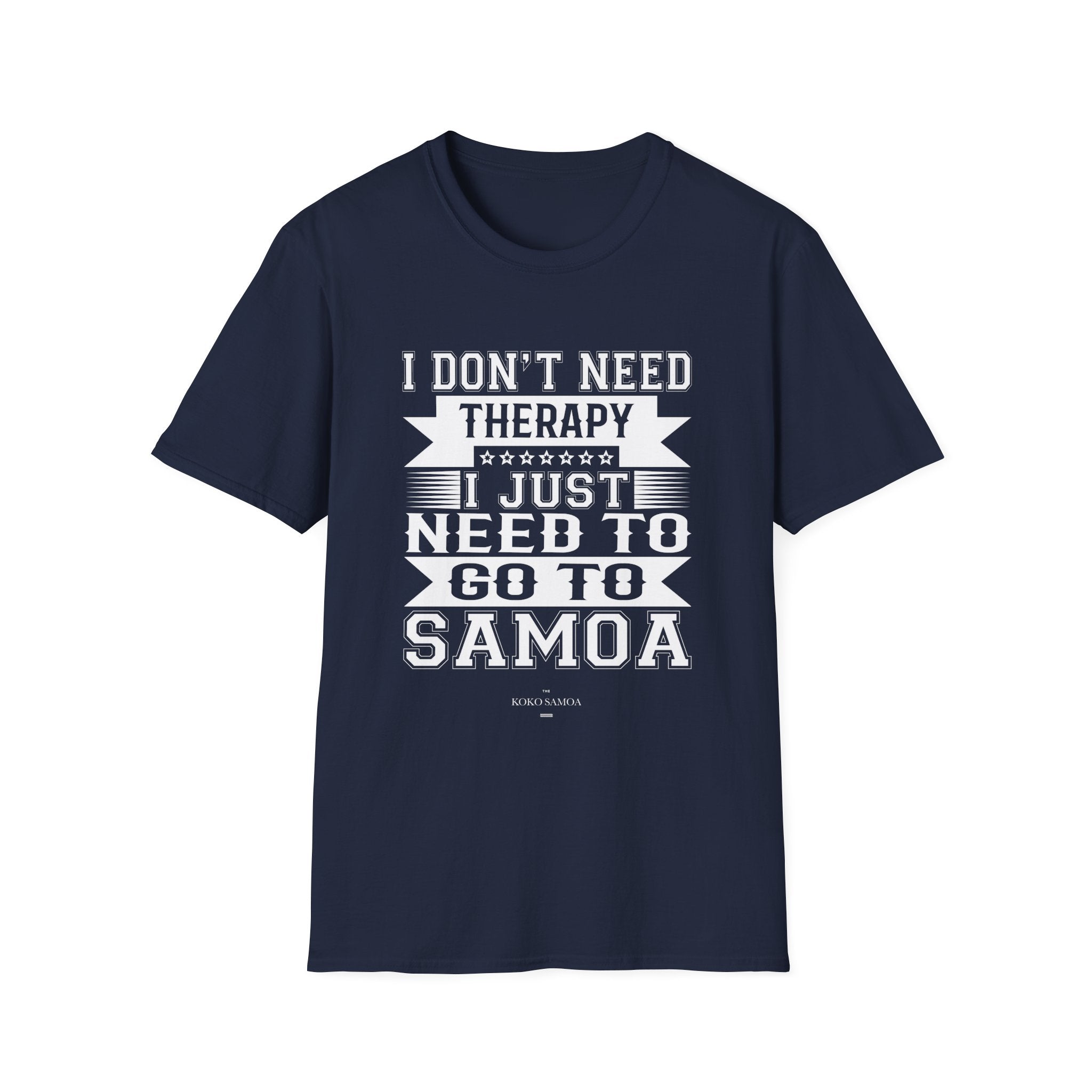 Charcoal unisex soft tee by The Print Bar featuring Samoan Therapy design, comfortable casual T-shirt for all genders.