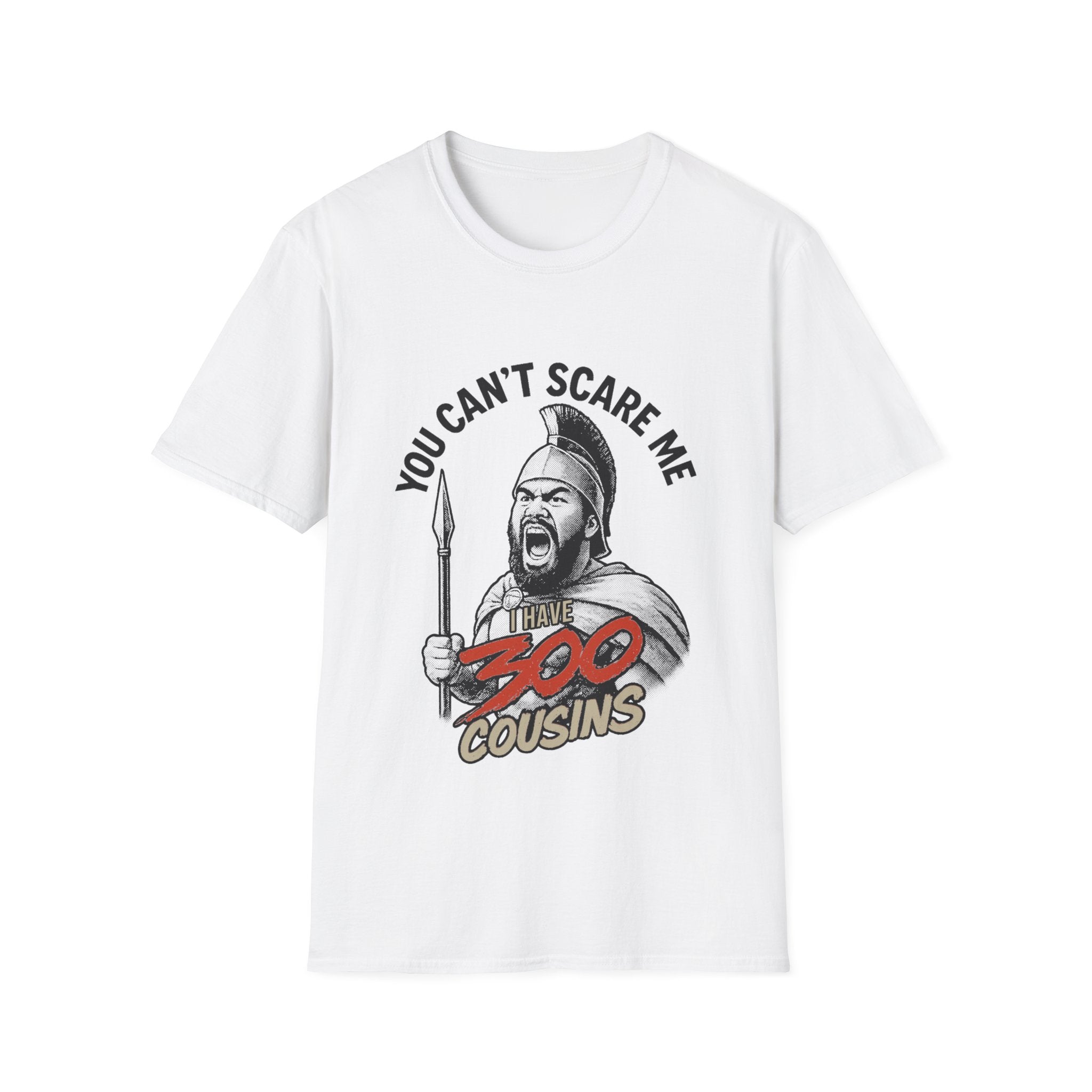 Light blue soft unisex tee from The Print Bar featuring a 300 Cousins print, ideal for casual wear in AU/NZ.