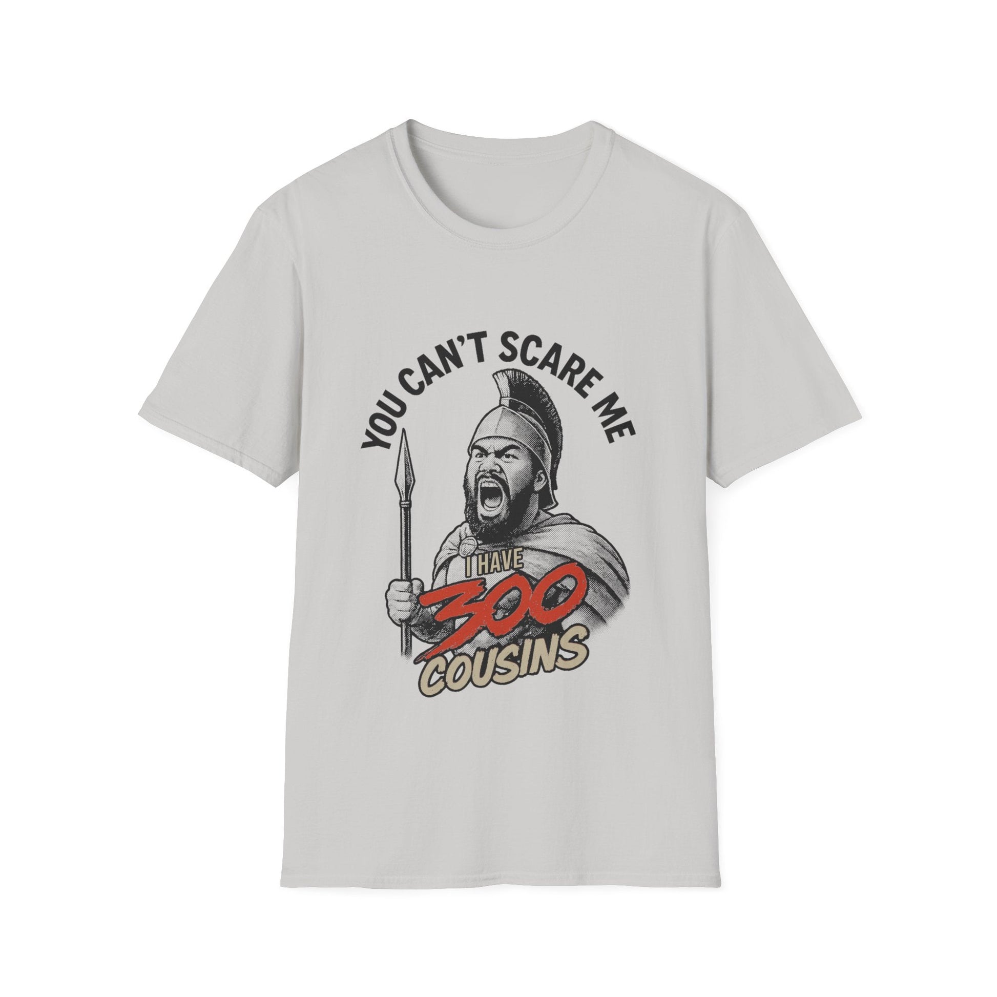 Light blue unisex soft tee by The Print Bar featuring the "300 Cousins" design, casual fit, suitable for AU/NZ sizes.