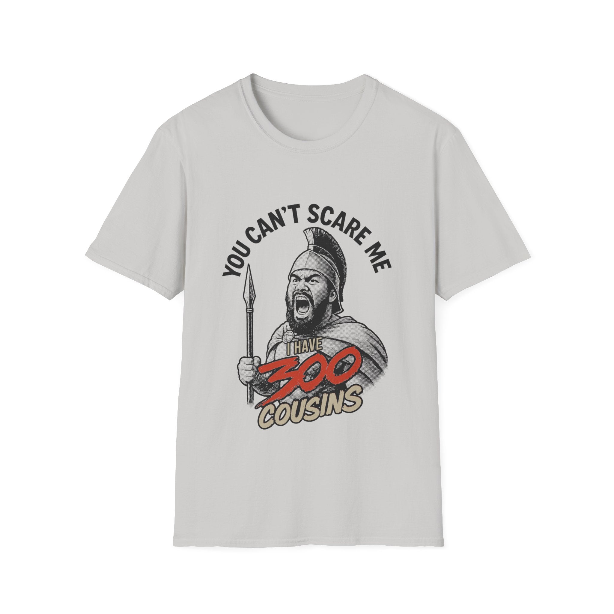 Light blue unisex soft tee by The Print Bar featuring the "300 Cousins" design, casual fit, suitable for AU/NZ sizes.