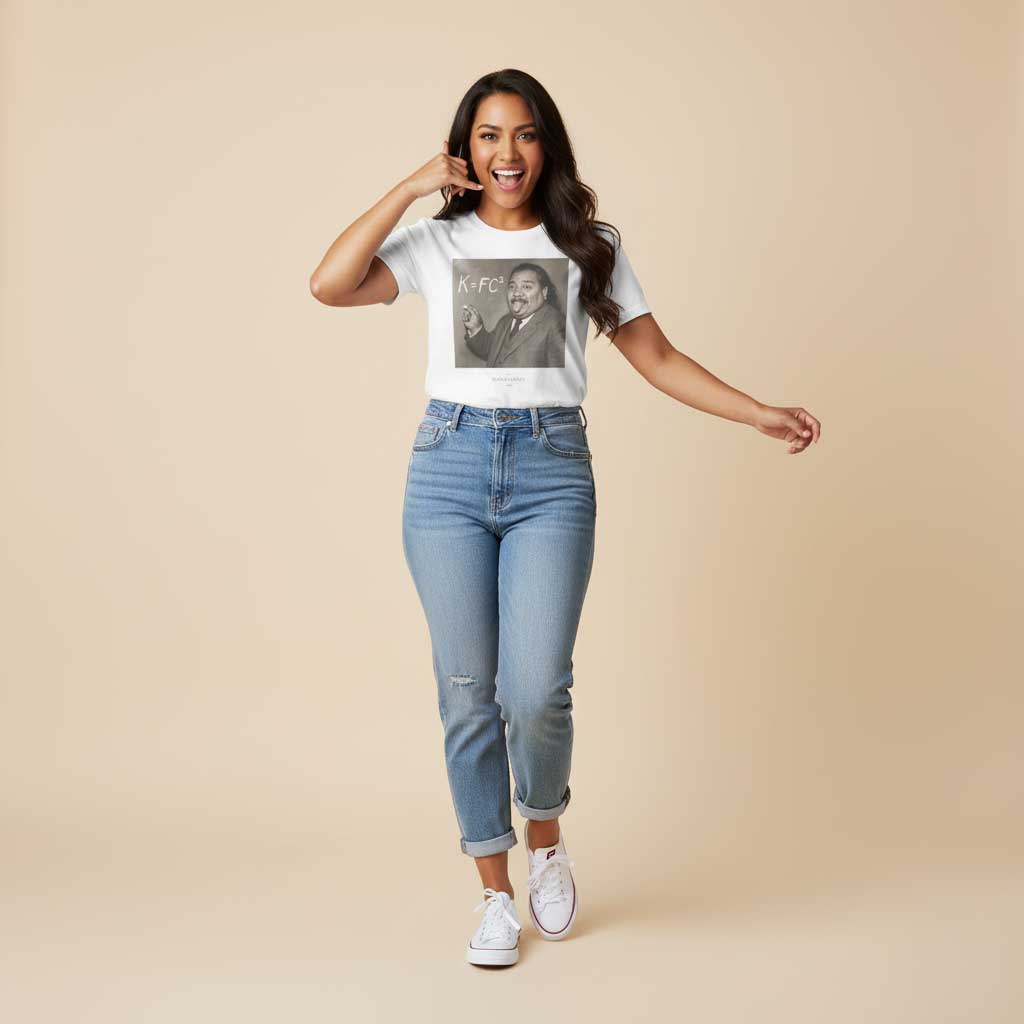 White unisex soft tee by The Print Bar featuring K=FC² design, comfortable fit, ideal for casual wear in AU/NZ.