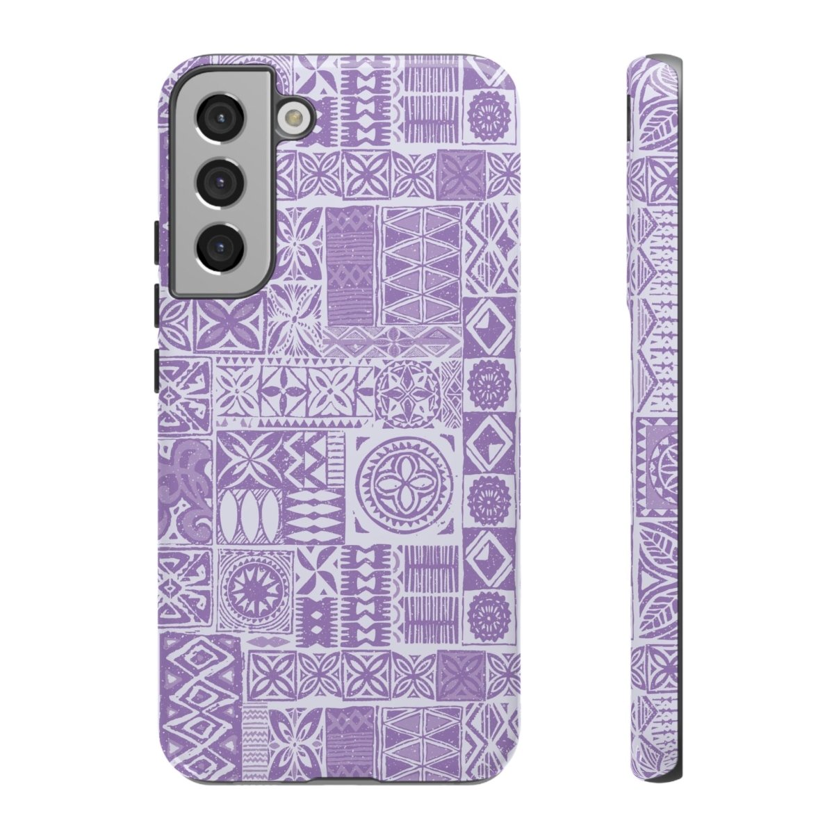 Lavender Elei tough phone case for iPhone 17, glossy protective cover with vibrant lavender floral design.
