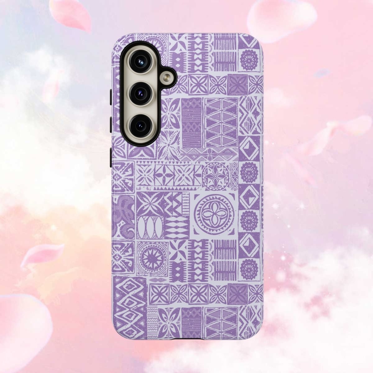 Lavender Elei tough phone case for iPhone 17, glossy protective cover, designed for AU, NZ, and USA markets.