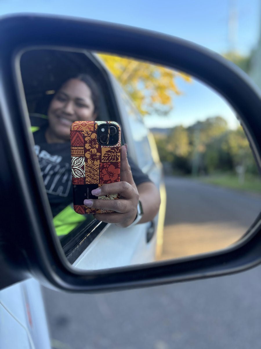 Glossy tough phone case for iPhone 17 with Sataoa Sunrise, suitable for AU, NZ, and USA regions.