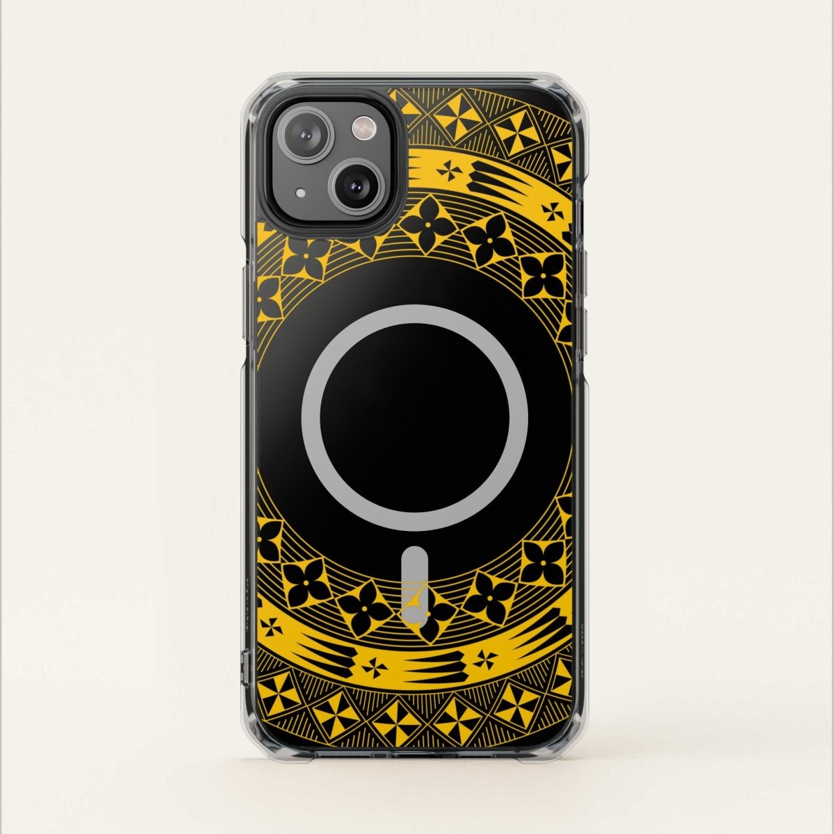 MagSafe clear case for iPhone 16 in Tongan Yellow, showcasing transparent design and MagSafe compatibility.