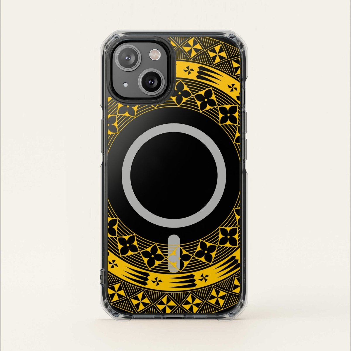 MagSafe clear case for iPhone 16 in Tongan Yellow, transparent protective cover with MagSafe compatibility.