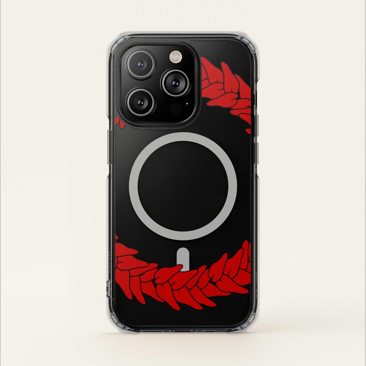 MagSafe clear case for iPhone 16 with Ula Fala design, showing the transparent protective cover and magnetic alignment features.