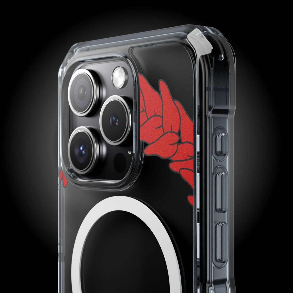 MagSafe clear case for iPhone 16 featuring Ula Fala design, transparent protective cover with MagSafe compatibility.