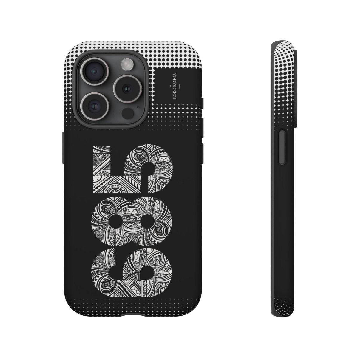 WOYC Tough Phone Case 685 for AU/NZ/USA, rugged protective cover with tropical Koko Samoa design for smartphones.