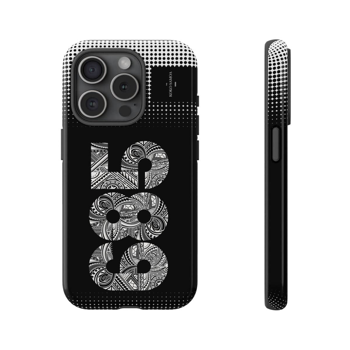 WOYC Tough Phone Case 685 for AU/NZ/USA, rugged protection with tropical Koko Samoa design for smartphones.