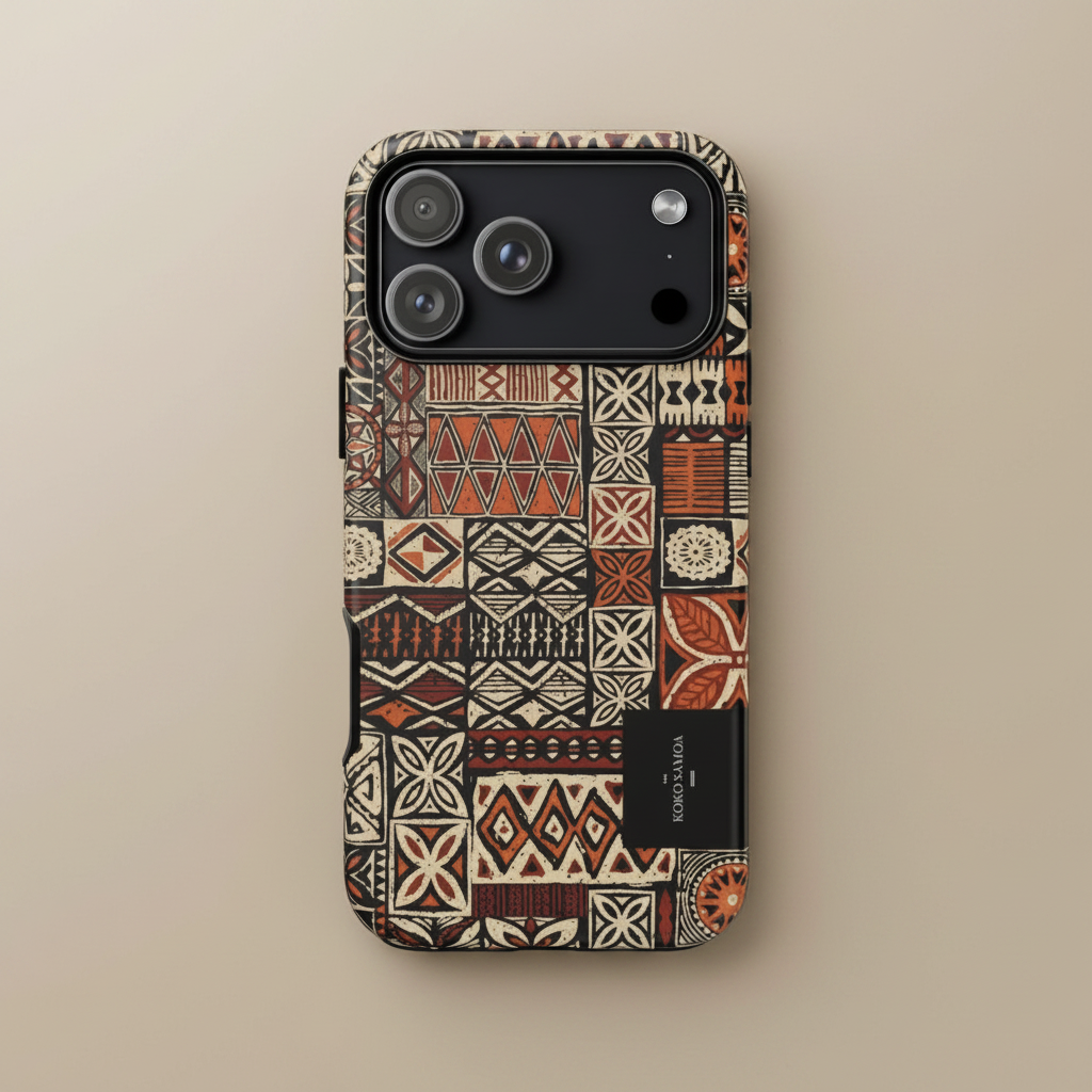 Printify Tough Phone Case with Elei design featuring Samoa Koko Samoa pattern on a durable protective phone case.