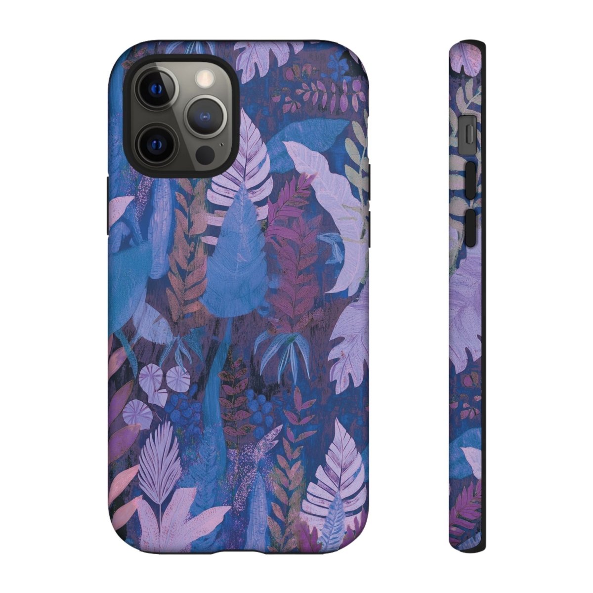 Tough phone case with lavender palms design, durable protective cover for smartphones with tropical floral pattern.