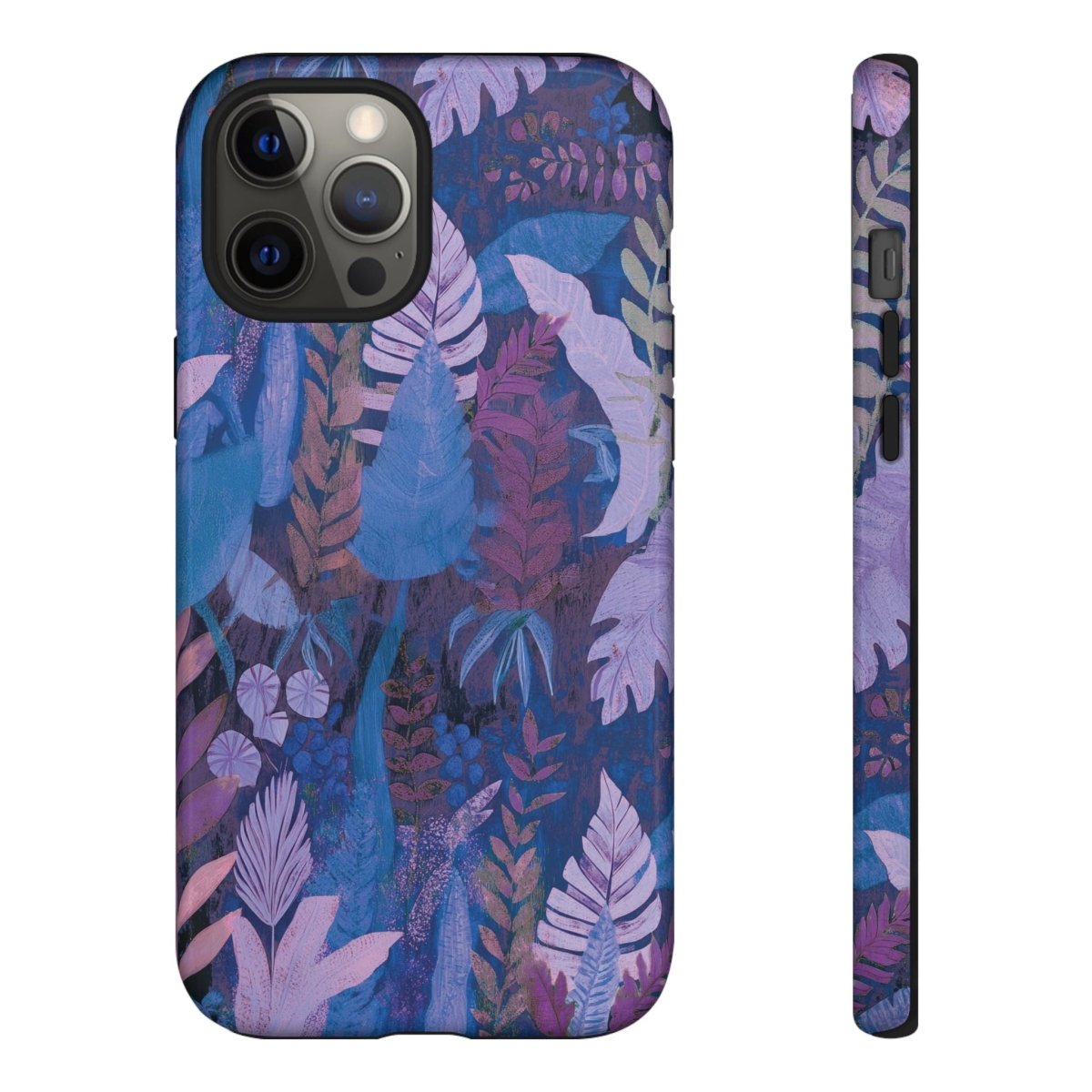 Lavender palms print tough phone case for iPhone and Samsung, durable protective cover by Printify with tropical design.