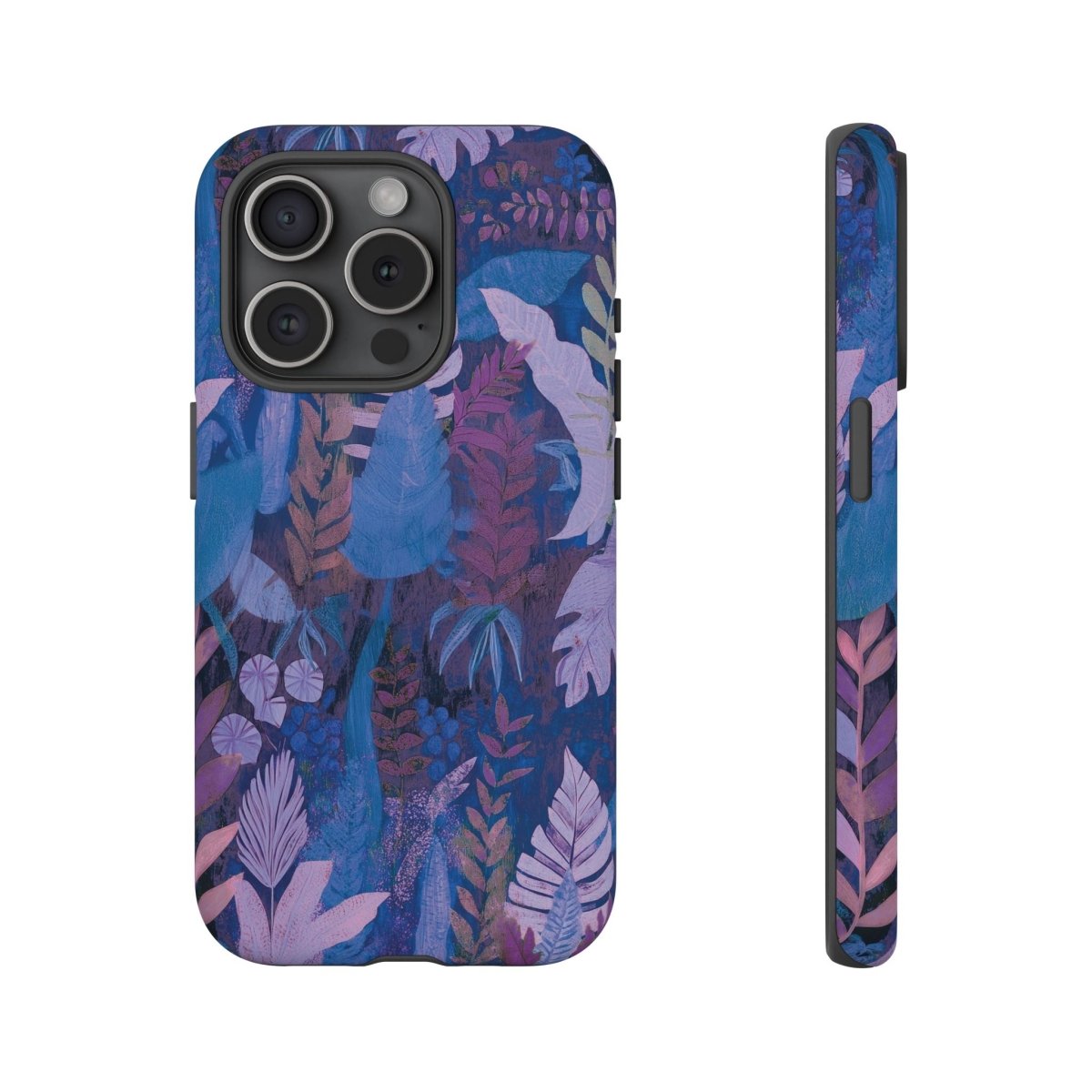 Lavender palms tough phone case by Printify for AU, NZ, and USA, with a durable protective design and tropical palm pattern.