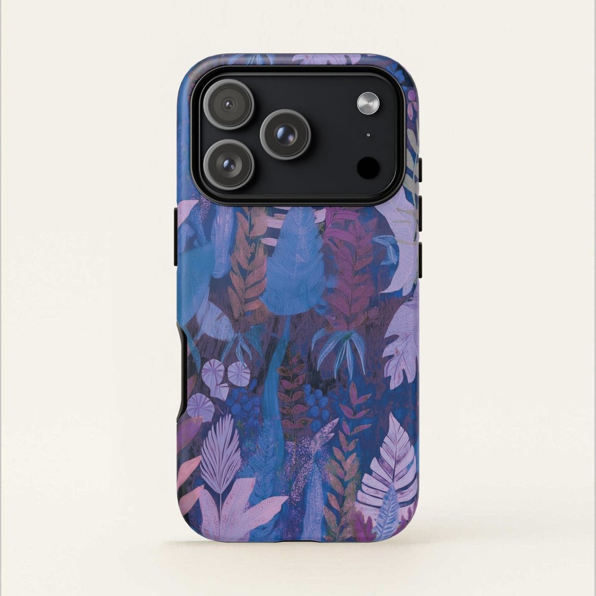 Lavender palms print tough phone case for iPhone and Android, featuring a durable design by Printify for AU, NZ, and USA.