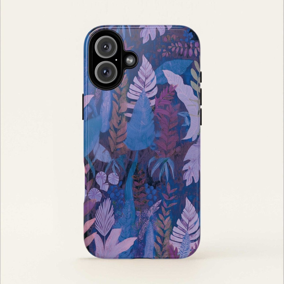 Durable lavender palms phone case by Printify, designed for smartphones, featuring a tropical palm pattern.