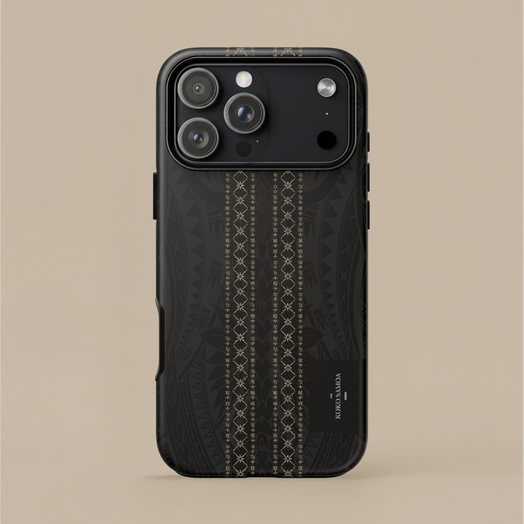 Printify Tough Phone Case with Malu design, featuring Samoan Koko Samoa motif on durable protective cover.