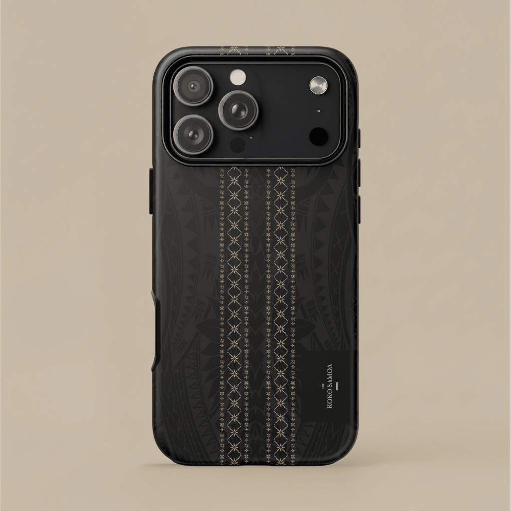 Durable Tough Phone Case Malu with Koko Samoa design for AU/NZ/USA, protects smartphone with vibrant cultural artwork.