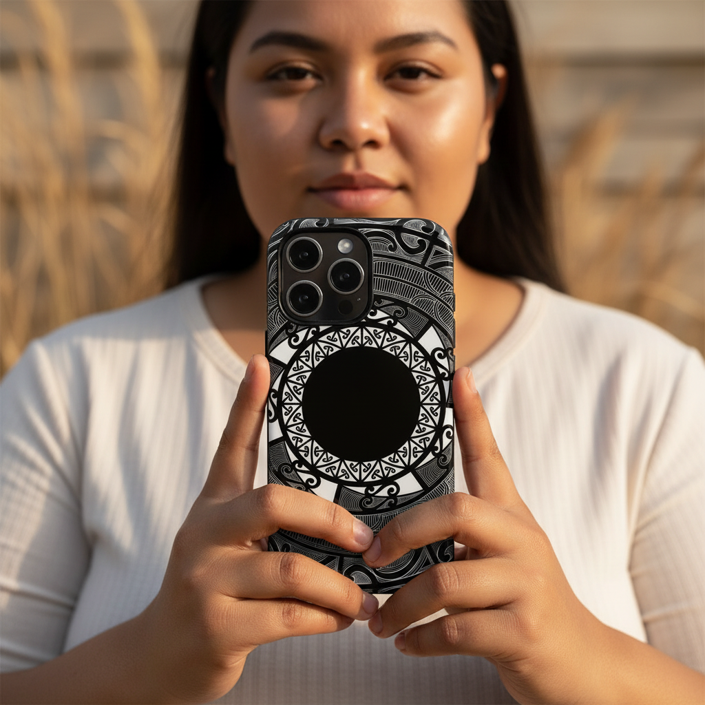 Printify Māori tough phone case with traditional Koko Samoa design on durable protective cover for AU, NZ, and USA.