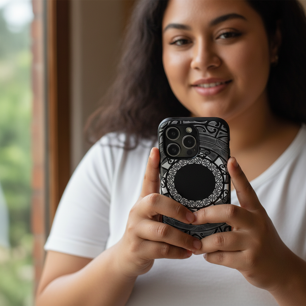 Printify Māori Tough Phone Case with traditional Samoan design, durable protective cover for iPhone and Android phones.