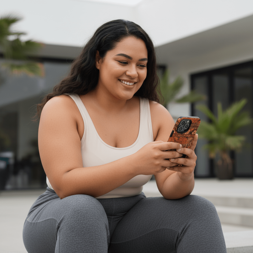 WOYC Tough Phone Case Poutasi Promise for AU/NZ/USA, rugged protective phone case with vibrant design, suitable for various smartphones.