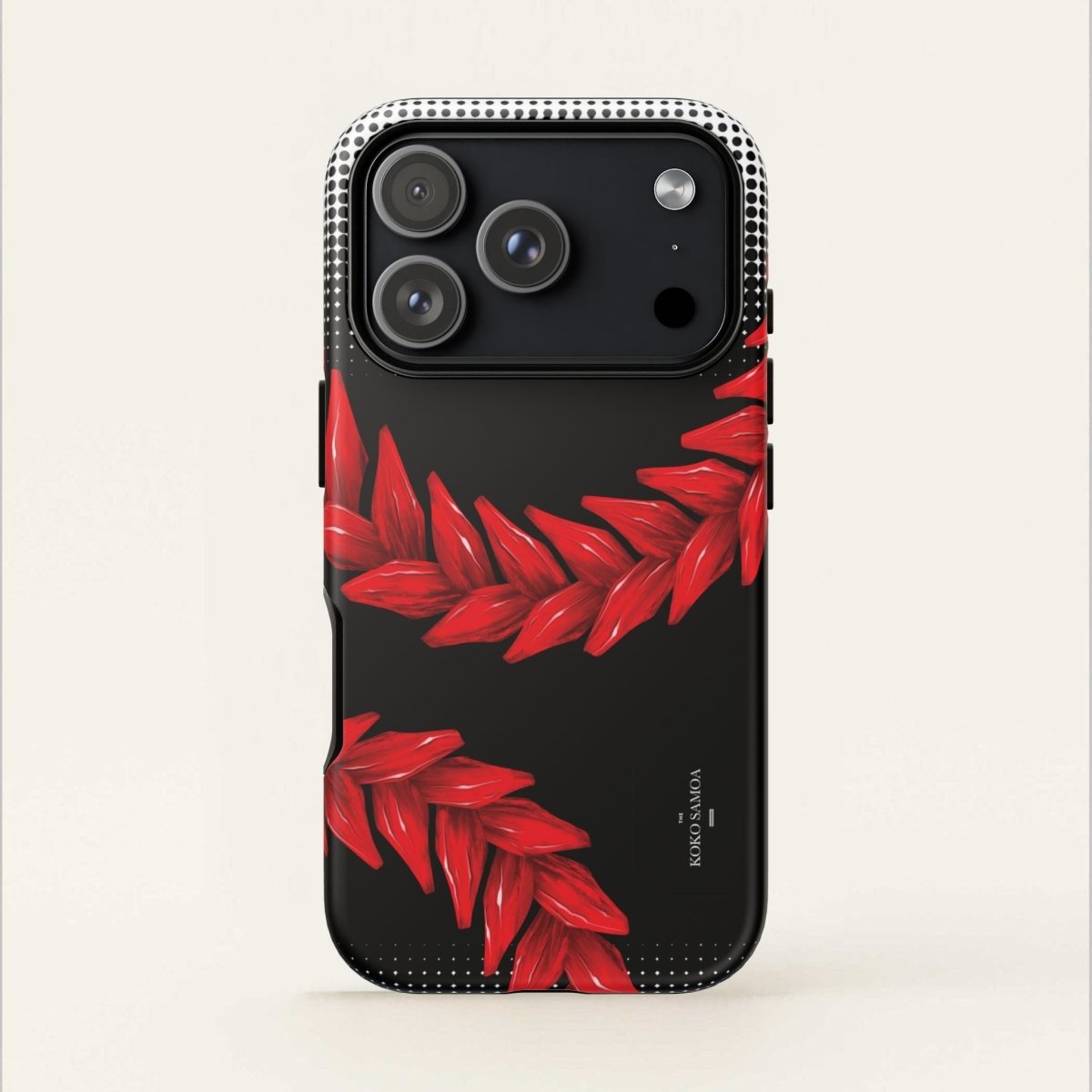 Printify tough phone case featuring Ula Fala design, suitable for AU, NZ, and USA models, with vibrant Samoan artwork.