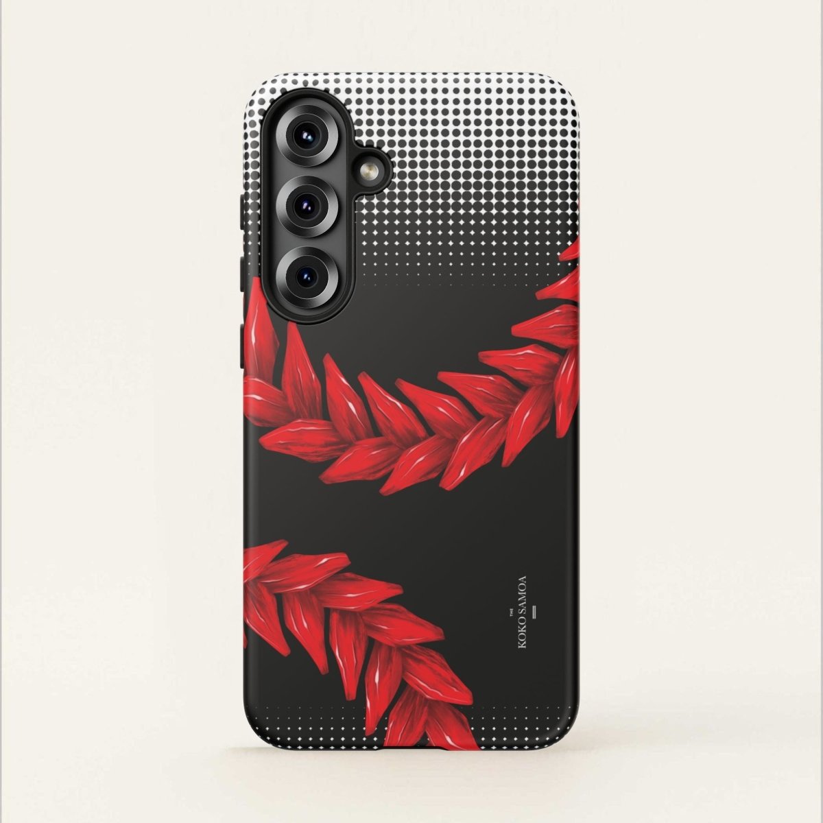 Durable Printify Tough Phone Case with Ula Fala design featuring Koko Samoa motifs for AU, NZ, and USA phones.
