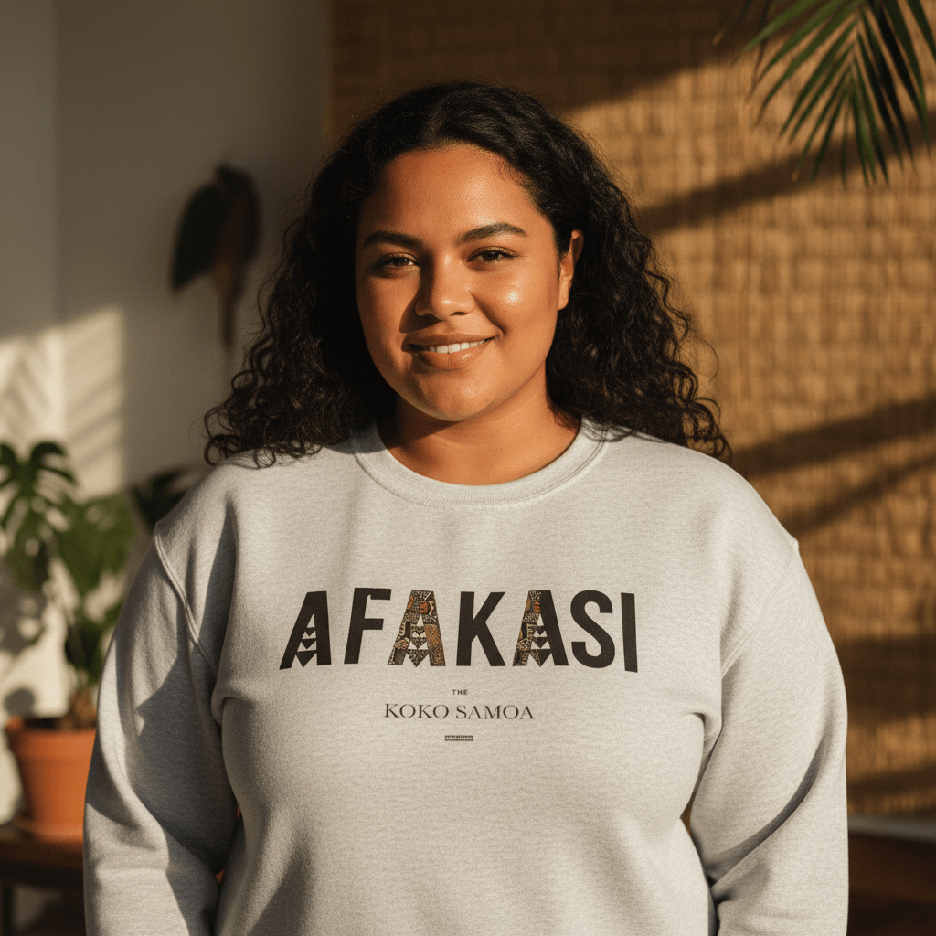 Unisex heavy sweatshirt by Printify featuring Afakasi design, personalized with Samoa-inspired artwork on a comfortable sweatshirt.