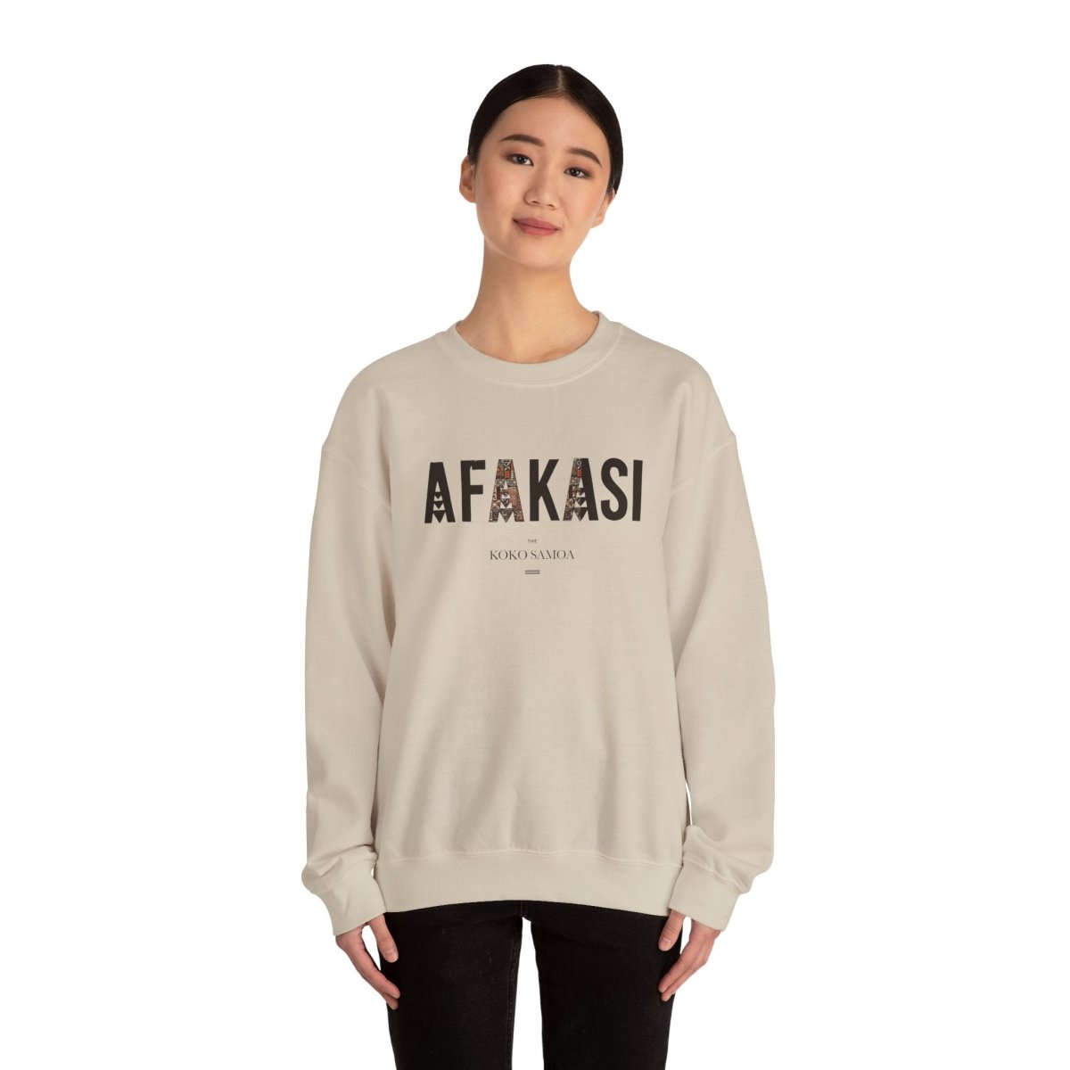 Unisex heavy Afakasi personalised sweatshirt by The Print Bar featuring Samoa-inspired design in AU/NZ size, casual wear.