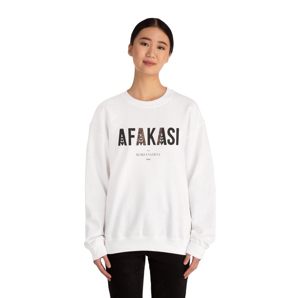 Unisex heavy personalised Afakasi sweatshirt by The Print Bar featuring Samoa-inspired design on soft fabric.