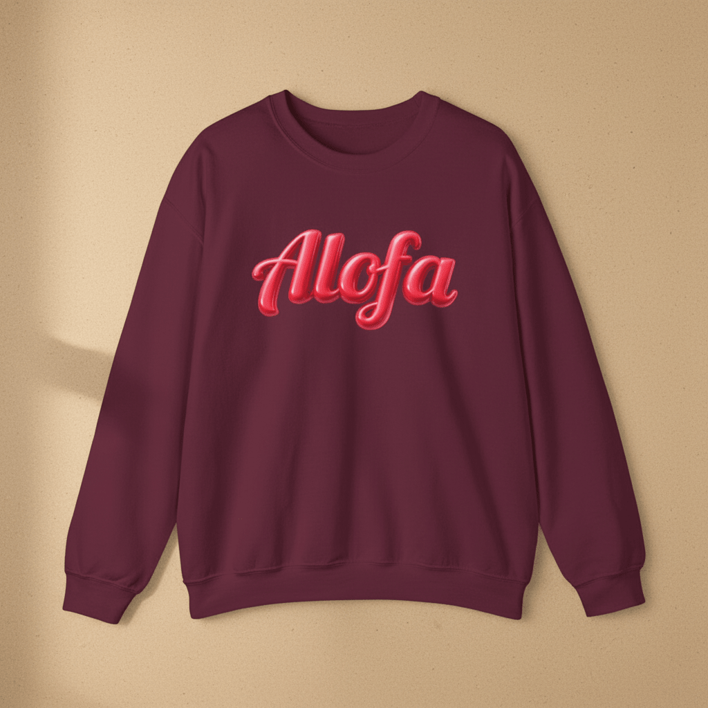 Unisex heavy sweatshirt featuring Alofa design with USA and Samoa flags, casual and warm clothing.
