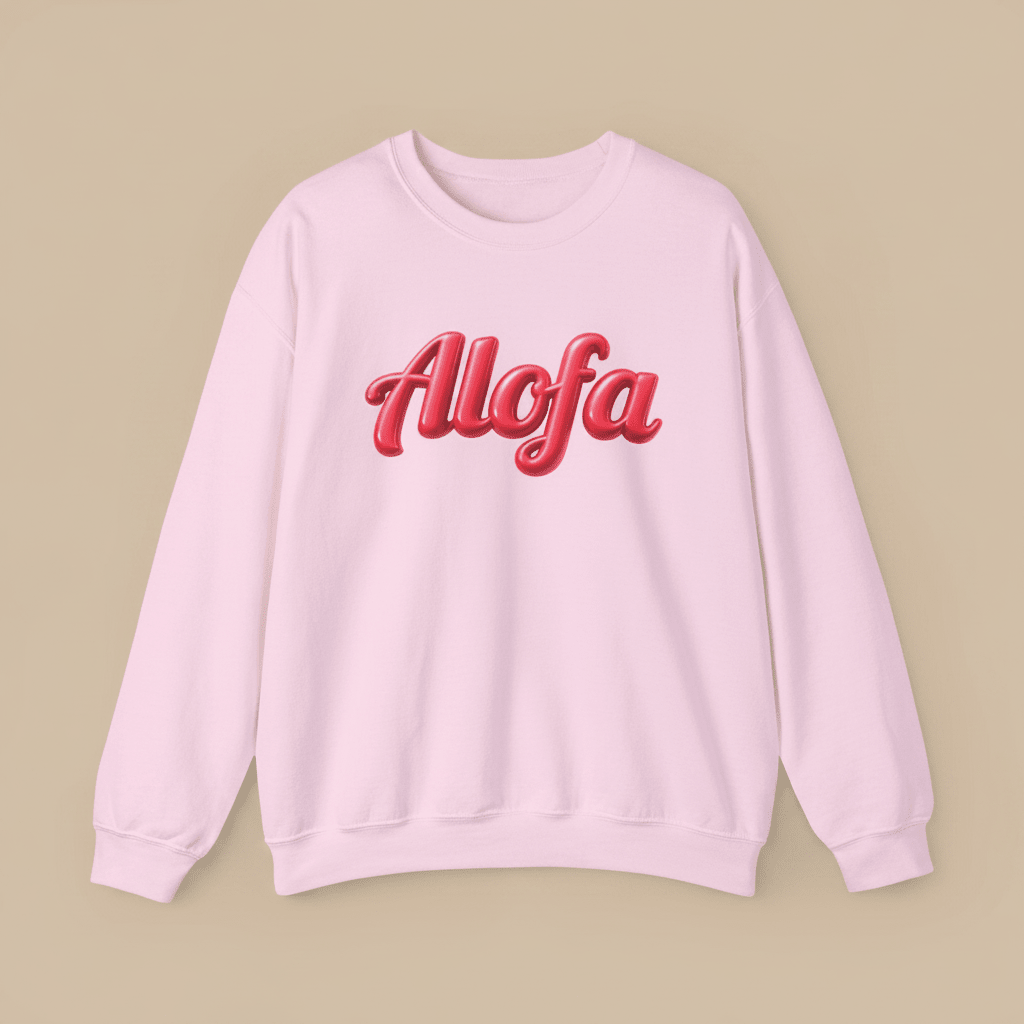 Unisex heavy sweatshirt featuring Alofa design inspired by Samoa, casual fit, in neutral and vibrant colors.