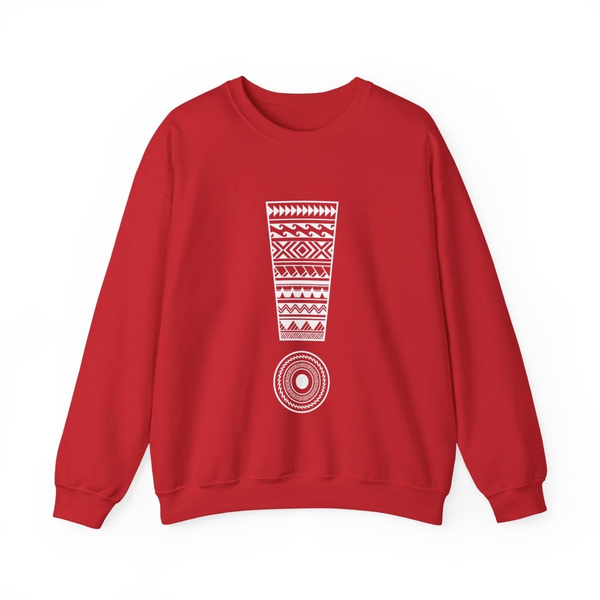 Unisex heavy sweatshirt by The Print Bar featuring "Exclaim" design, shown in a casual fit on a model.