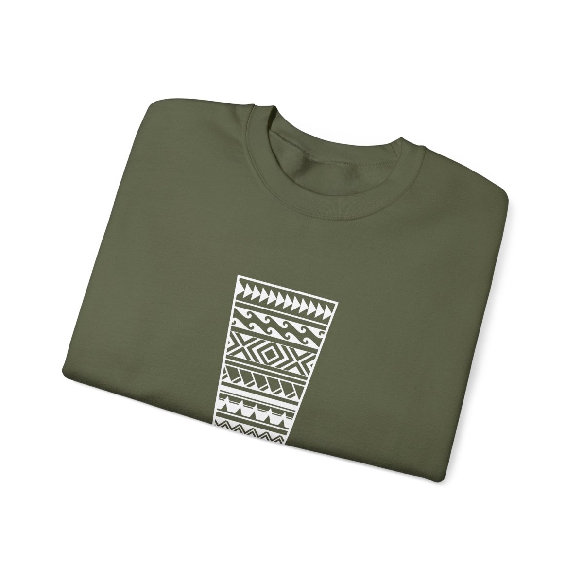 Unisex heavy sweatshirt by The Print Bar featuring "Exclaim" design, worn by a person, in a casual indoor setting.