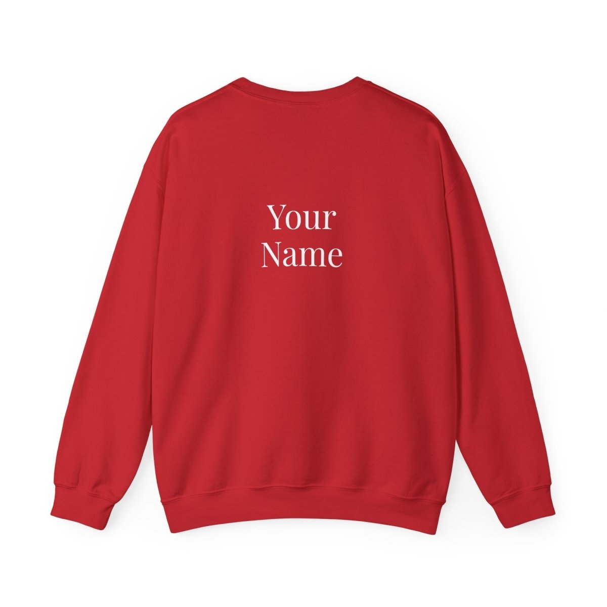 Unisex heavy sweatshirt from The Print Bar with "Exclaim" design, casual fit, in black fabric, worn by a person outdoors.