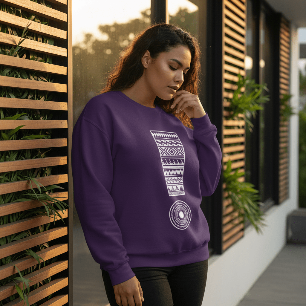 Unisex heavy sweatshirt by Monster Digital featuring personalized Exclaim design with USA motif, in black with front print.